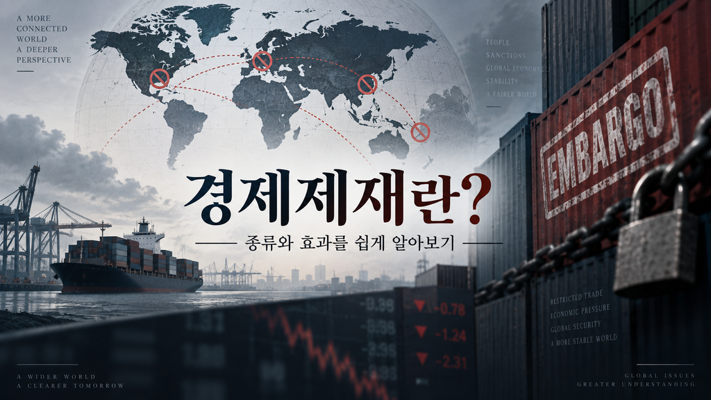 경제제재의 종류와 효과를 설명하는 세계 무역 이미지